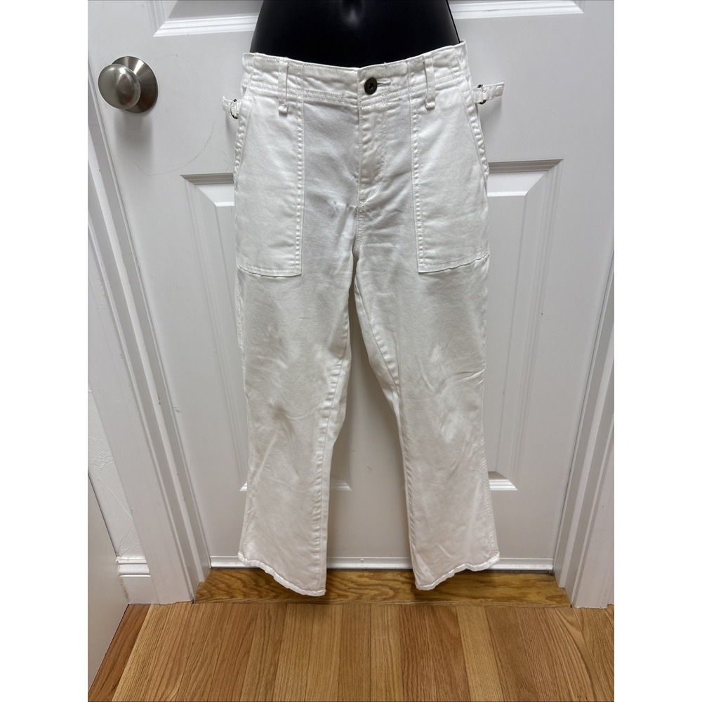 Anthropologie Woman's Brixton Cropped Low‎ Rise Y2K White - Size 28